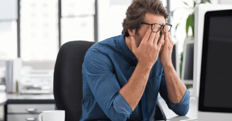 frustrated man at computer